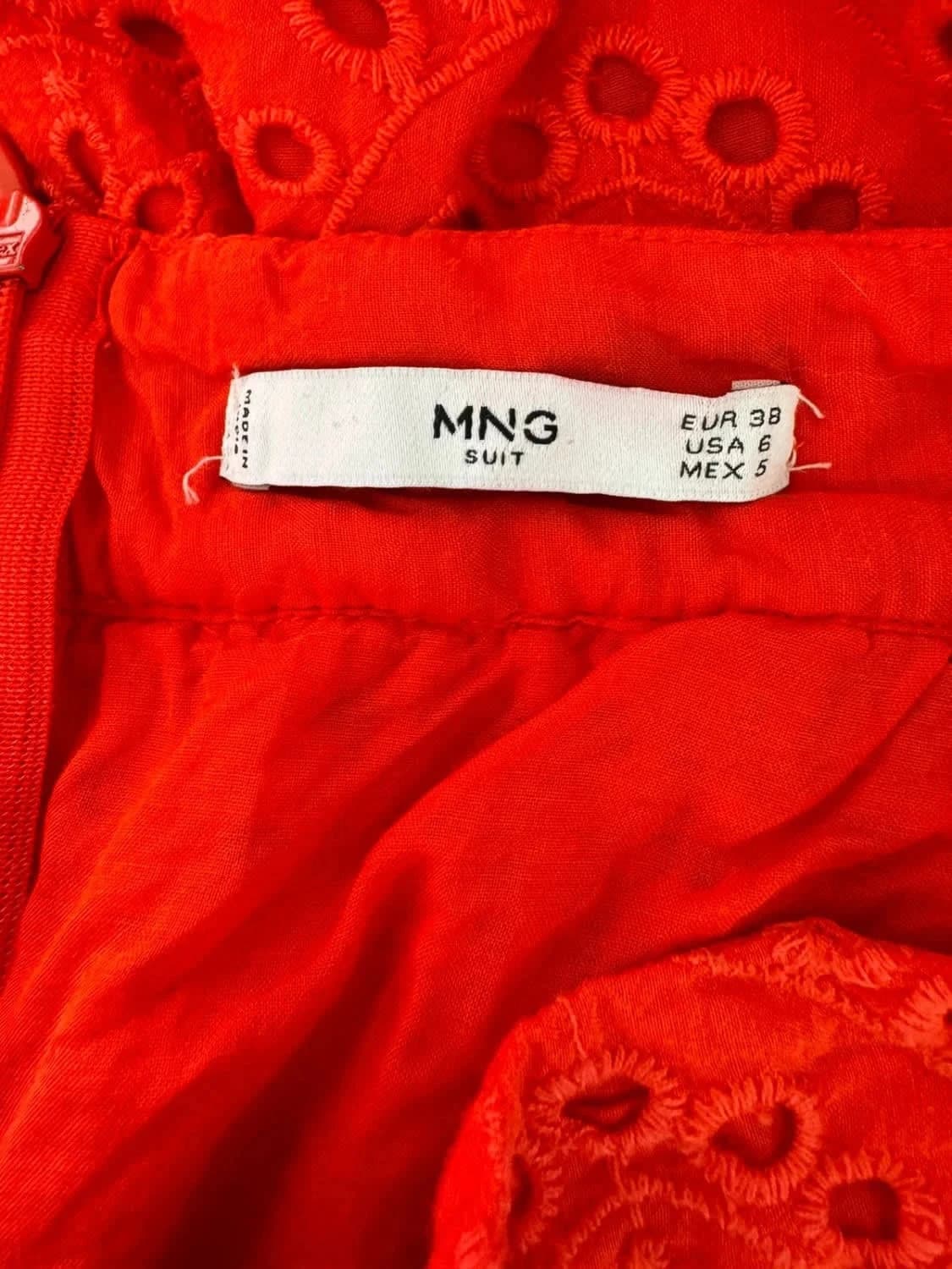 Jupe dentelle rouge Mango taille 38 - Photo 6/7