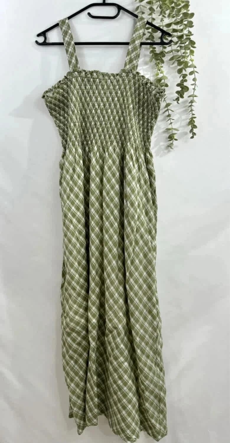 Robe longue verte à motifs vichy Karl Marc John taille M/L - Photo 2/7