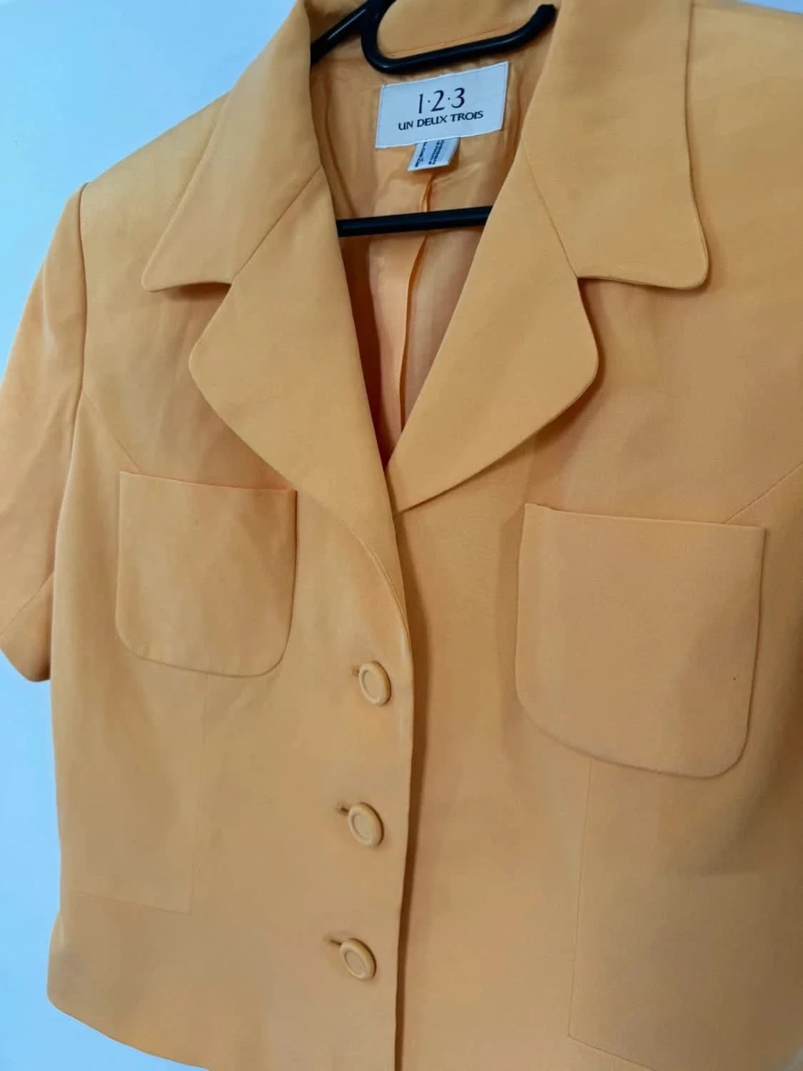 Veste blazer manches courtes 123 100% soie orange taille 40 - Photo 3/6