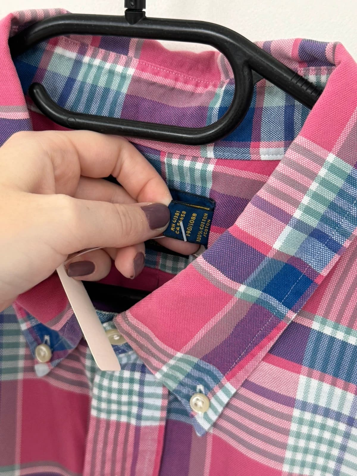 Chemise manches courtes slim fit Ralph Lauren rose carreaux taille XXL logo Premium - FP260188 - Photo 5/7