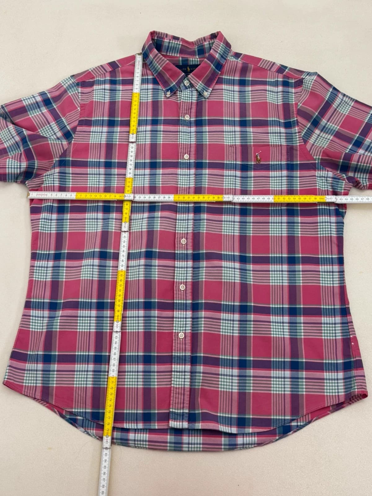 Chemise manches courtes slim fit Ralph Lauren rose carreaux taille XXL logo Premium - FP260188 - Photo 7/7