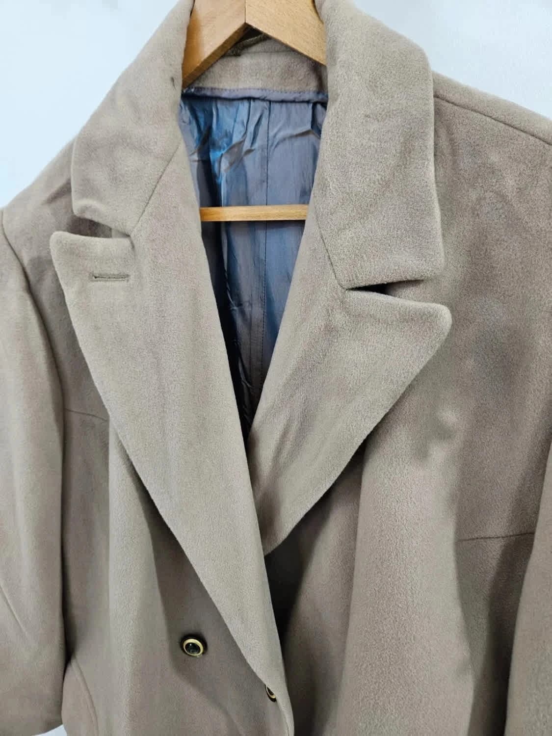 Manteau long/Trench beige laine et cachemire taille 46 - Photo 5/8