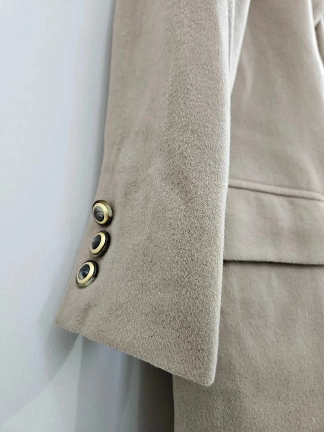 Manteau long/Trench beige laine et cachemire taille 46 - Photo 8/8