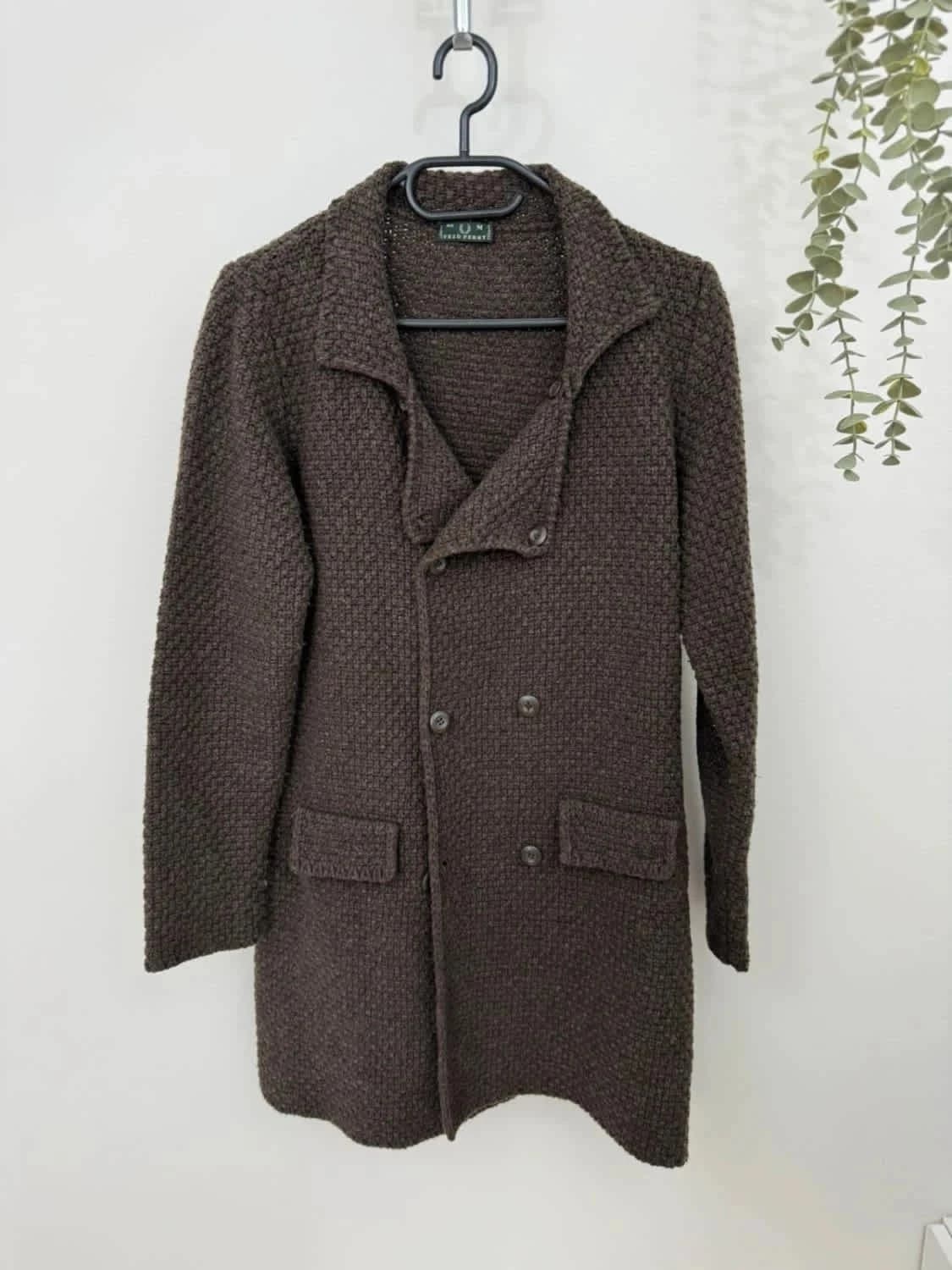 Manteau cardigan maille laine Fred Perry marron taille M - Photo 2/8