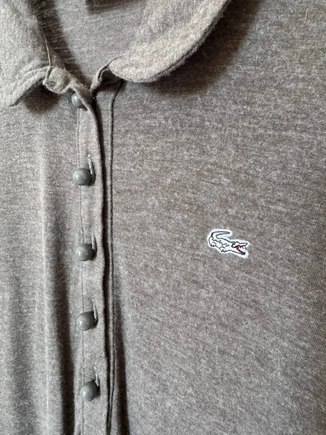 Polo gris manches longues Lacoste logo brodé taille 36 - Photo 4/8