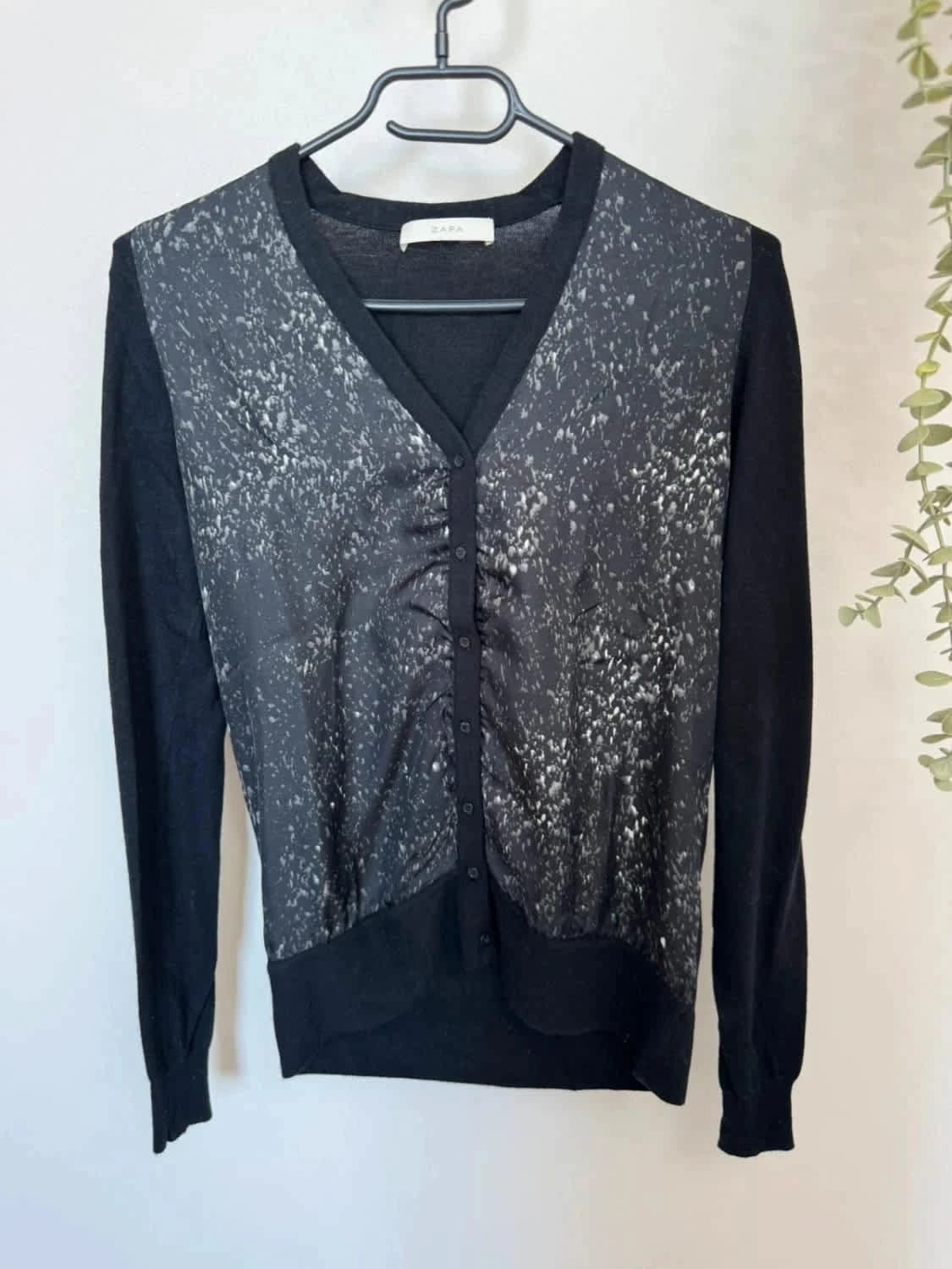 Cardigan noir Zapa en Tencel & soie imprimé effet satiné taille XS - Photo 2/5