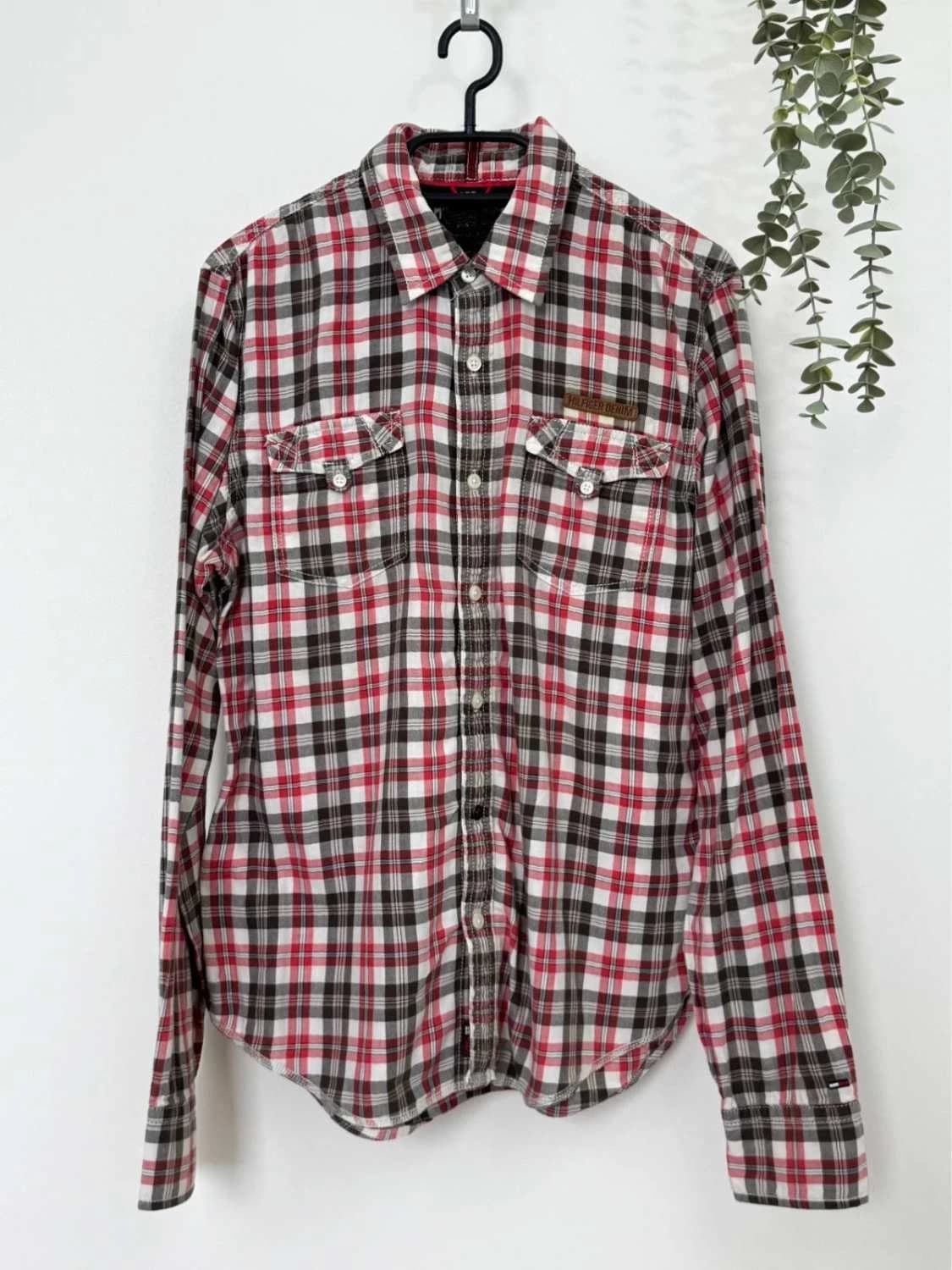 Chemise carreaux coton Hilfiger Denim rouge marron taille M - FP260124 - Photo 2/9