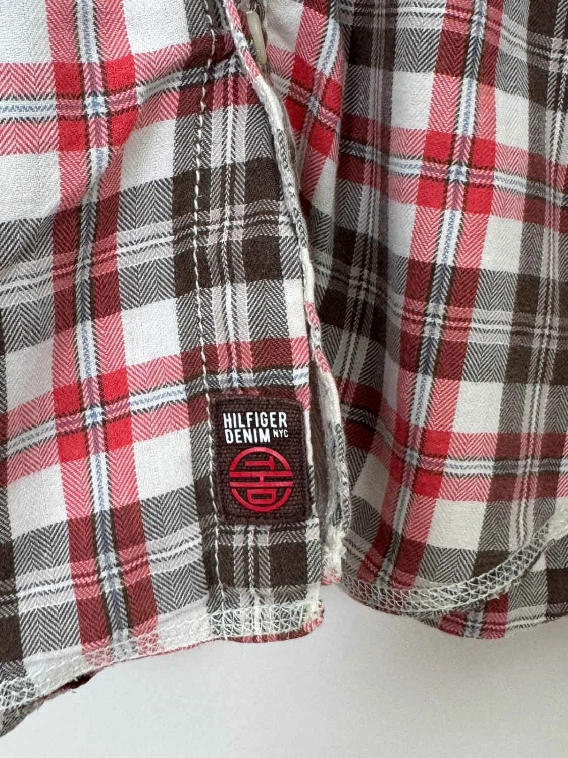 Chemise carreaux coton Hilfiger Denim rouge marron taille M - FP260124 - Photo 3/9
