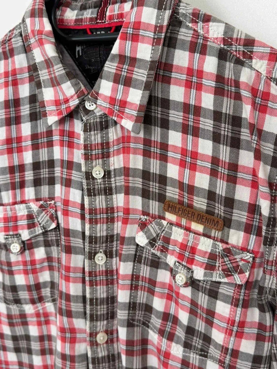 Chemise carreaux coton Hilfiger Denim rouge marron taille M - FP260124 - Photo 5/9
