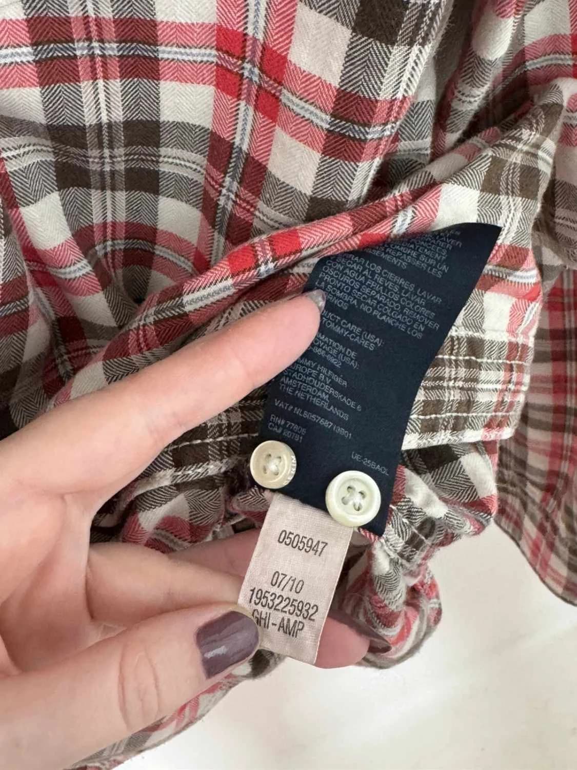 Chemise carreaux coton Hilfiger Denim rouge marron taille M - FP260124 - Photo 8/9