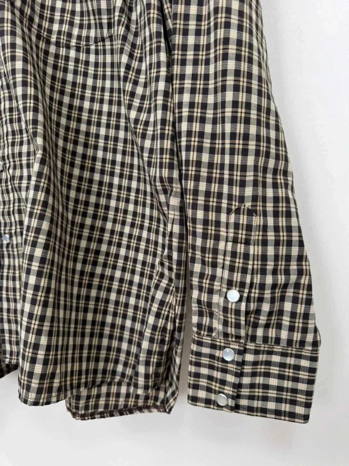 Chemise western à carreaux beige et noire boutons pressions nacrés Stars & Stripes taille XXL - Photo 4/11