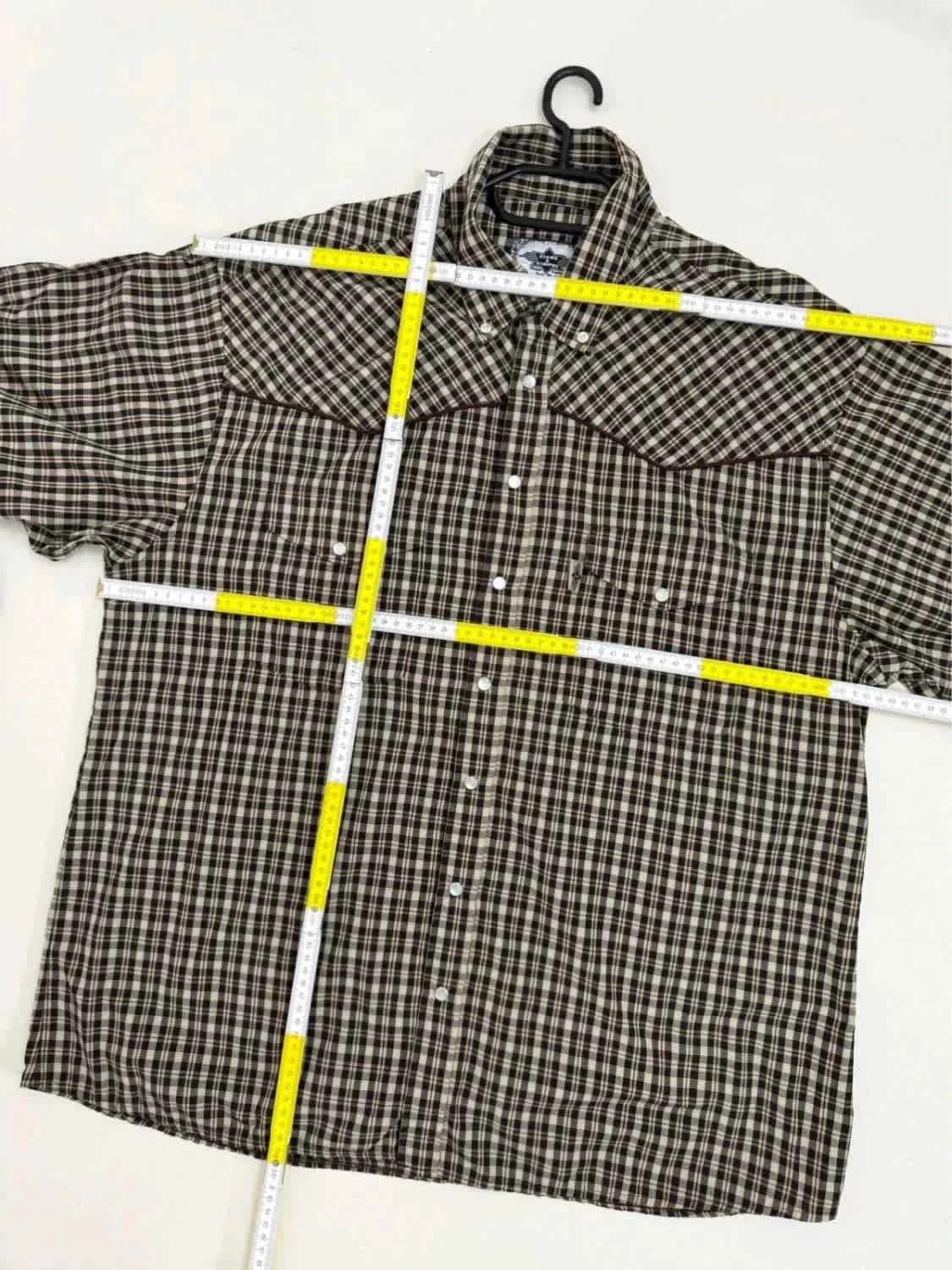 Chemise western à carreaux beige et noire boutons pressions nacrés Stars & Stripes taille XXL - Photo 10/11