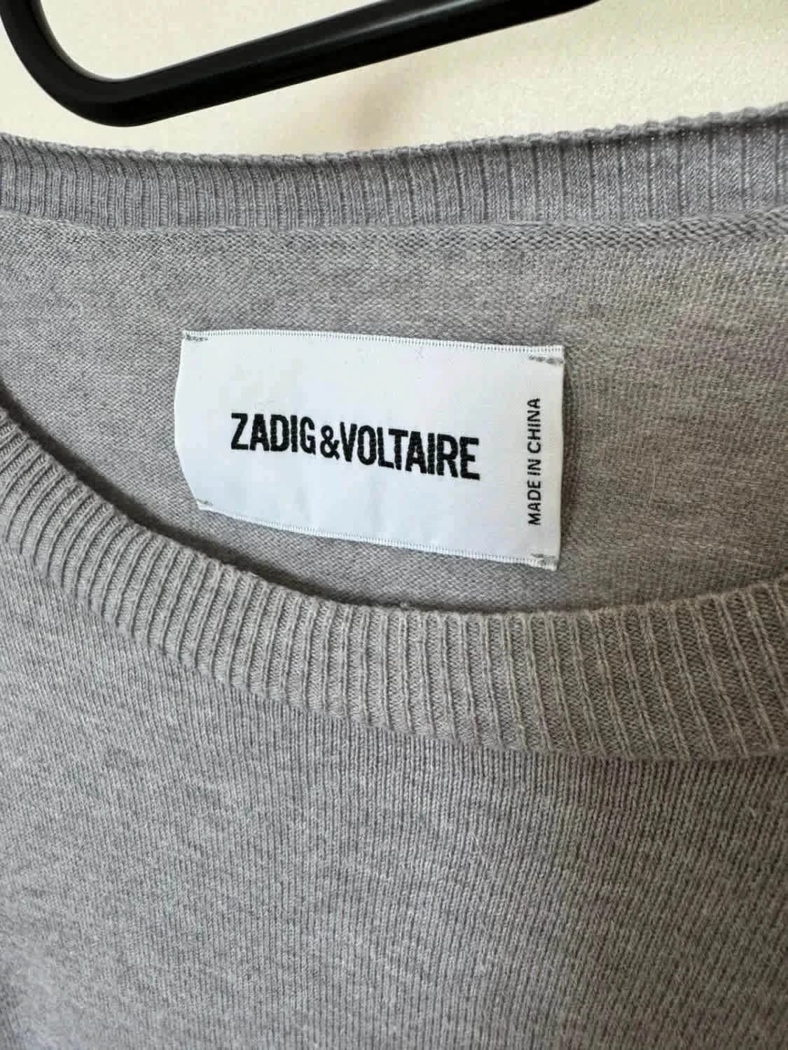 Pull gris col rond Zadig & Voltaire 100% coton taille S - Photo 3/6