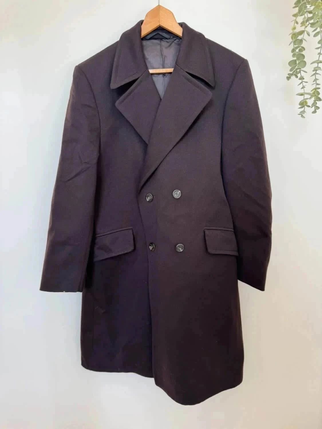 Manteau long marron 100% laine vierge Schild taille L - Photo 2/7