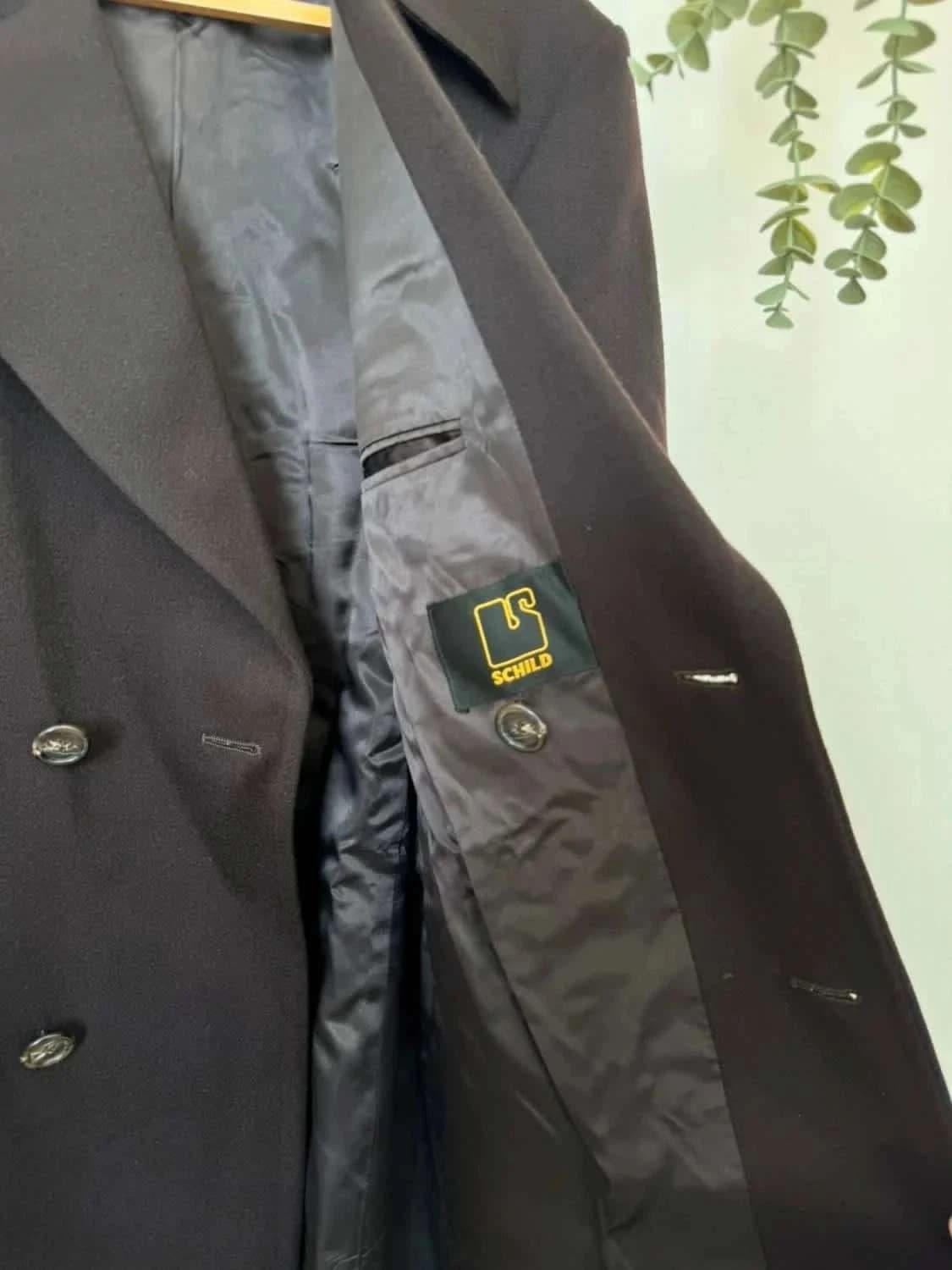 Manteau long marron 100% laine vierge Schild taille L - Photo 4/7