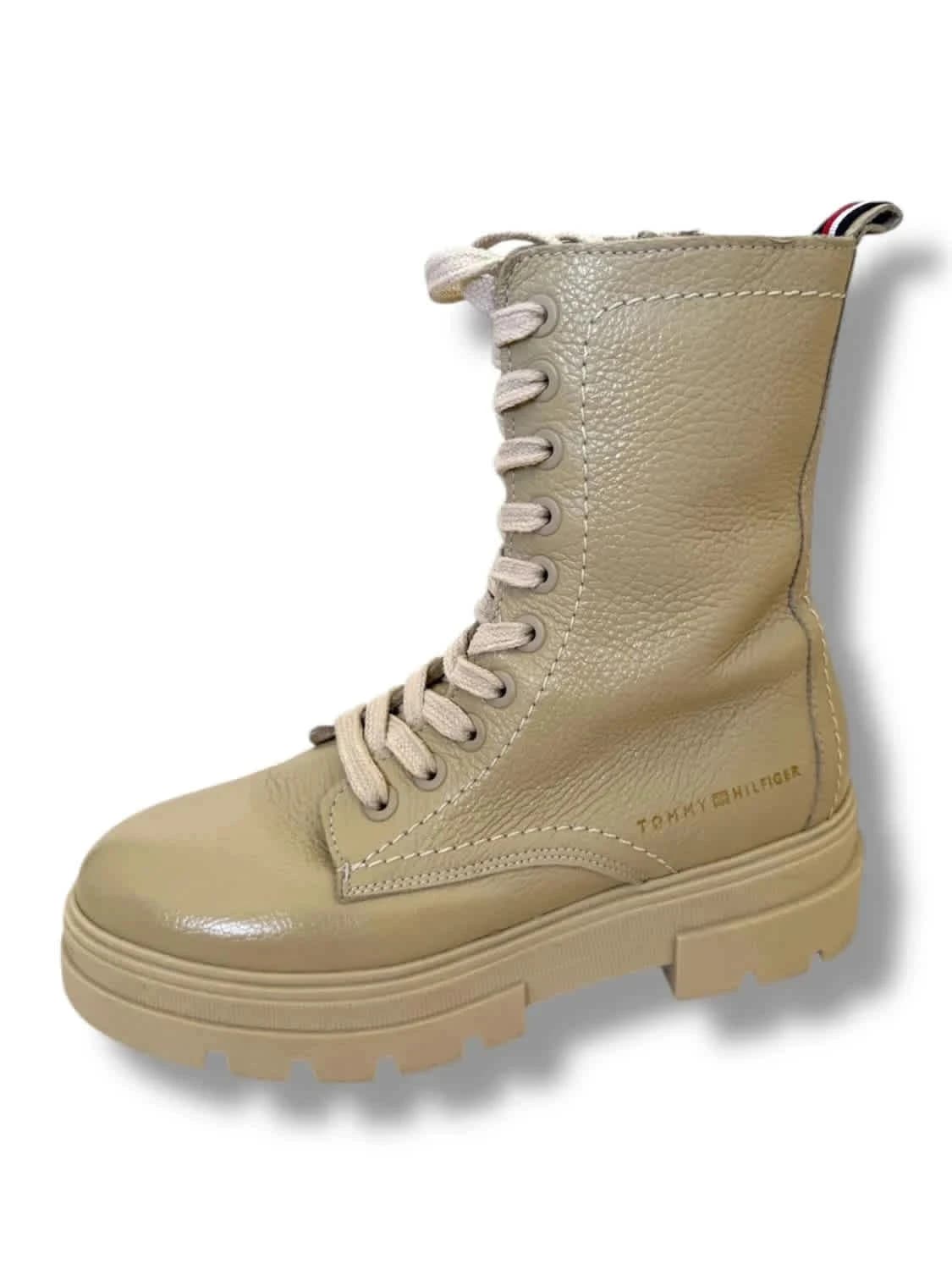 Bottines à lacets Tommy Hilfiger beige en cuir modèle Monochromatic Lace Up Boot taille 38 - Photo 2/10