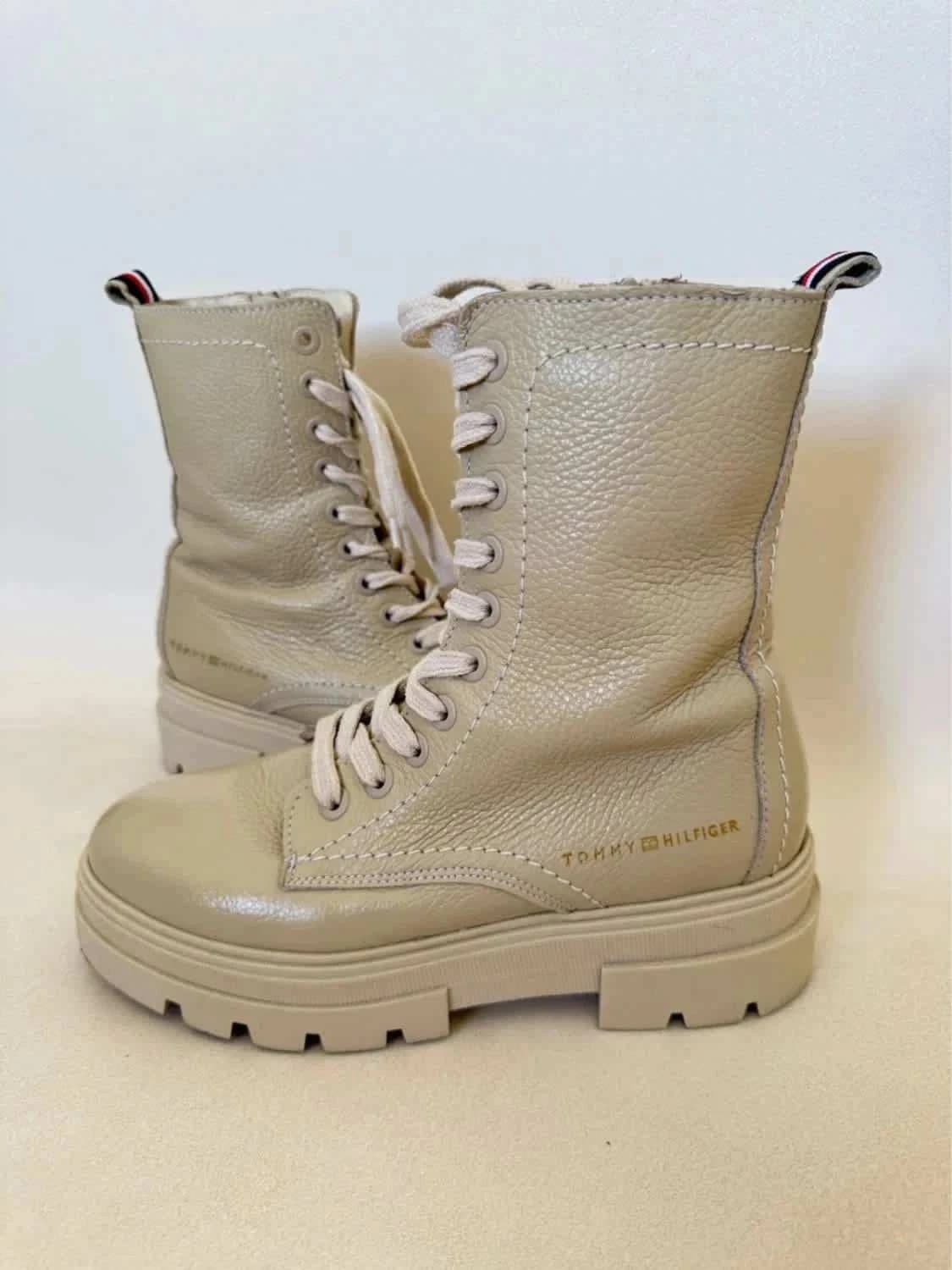 Bottines à lacets Tommy Hilfiger beige en cuir modèle Monochromatic Lace Up Boot taille 38 - Photo 3/10
