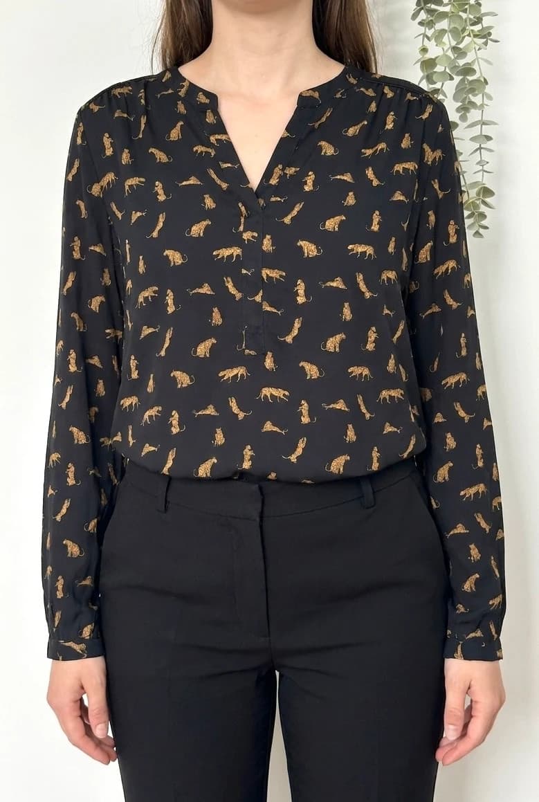 Blouse fluide Zapa noire imprimé léopard taille 3/L - Photo 1/9