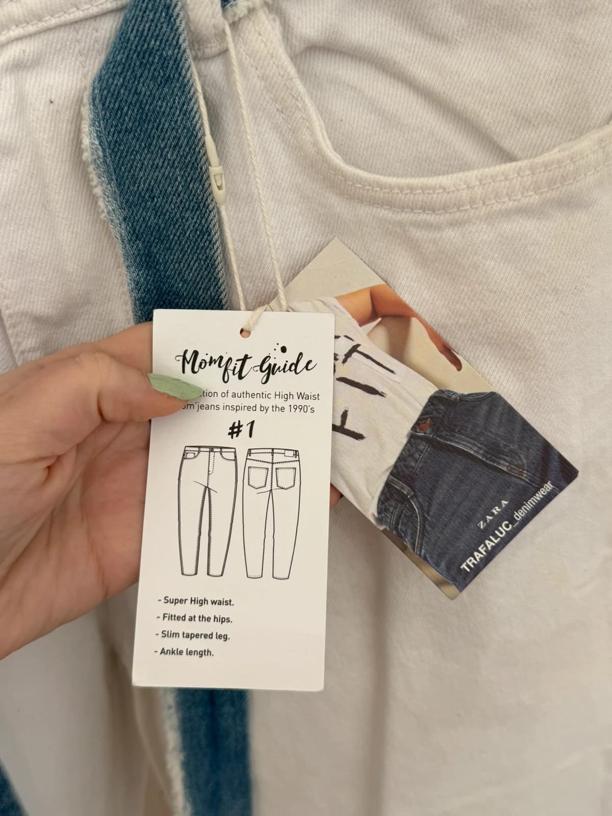 Jean mom fit taille haute Zara blanc ceinture denim taille 36/S - Photo 4/12