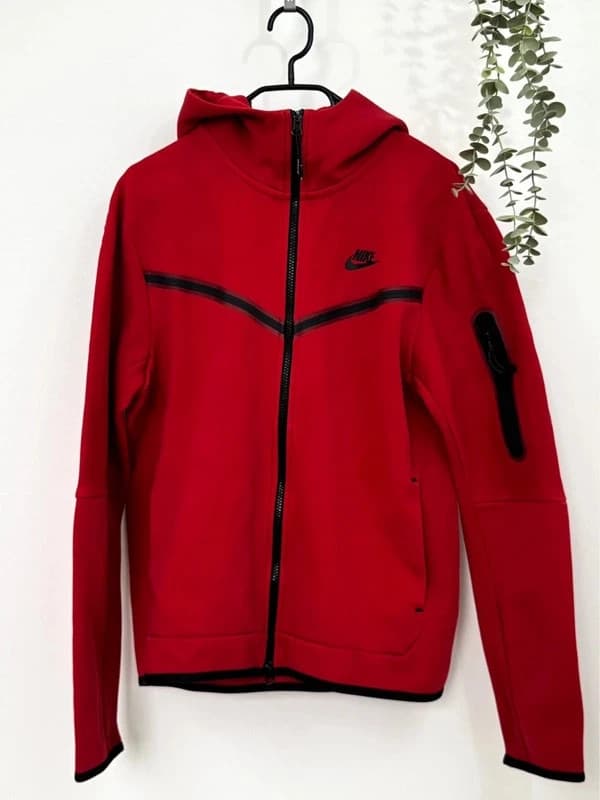 Veste Nike Tech Fleece rouge noir zippée à capuche taille M - Photo 2/9