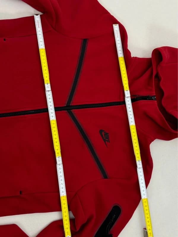 Veste Nike Tech Fleece rouge noir zippée à capuche taille M - Photo 8/9