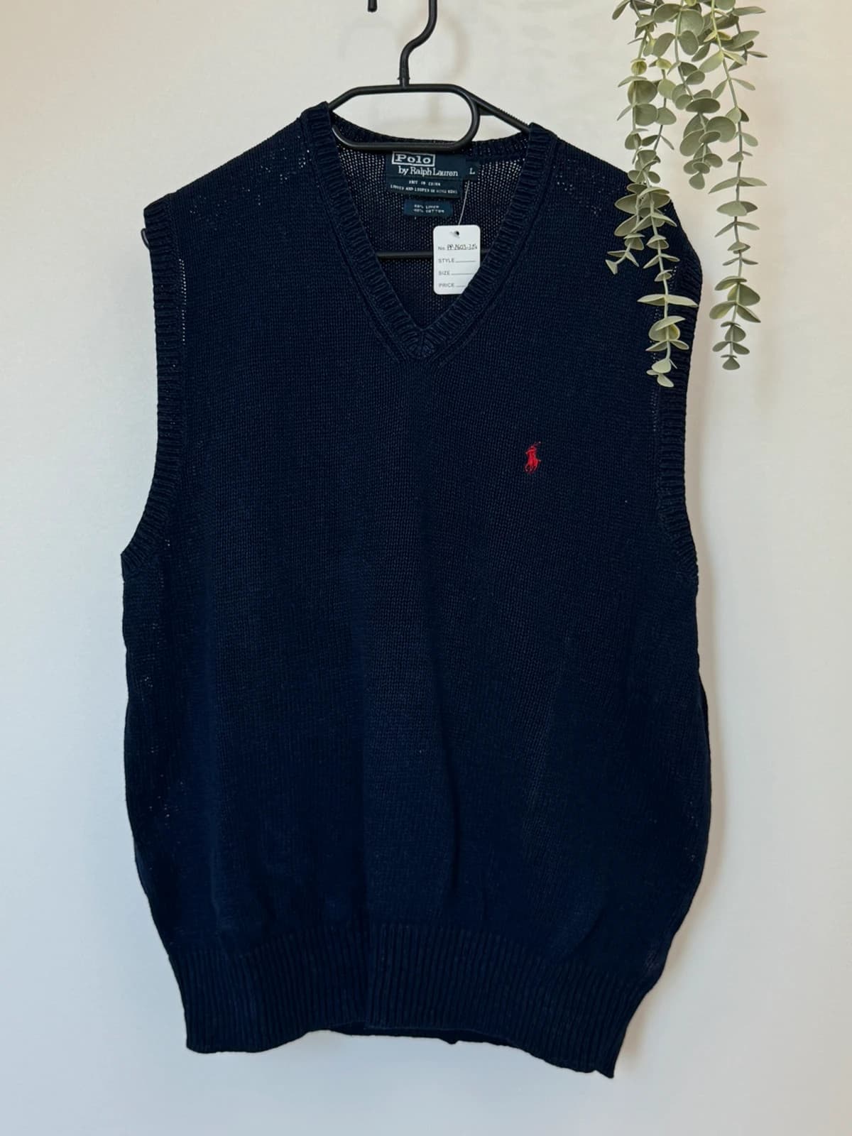 סוודר ללא שרוולים Ralph Lauren מפשתן עם אריגה פתוחה בכחול נייבי, מידה L - PP2603384 - תמונה 2/7