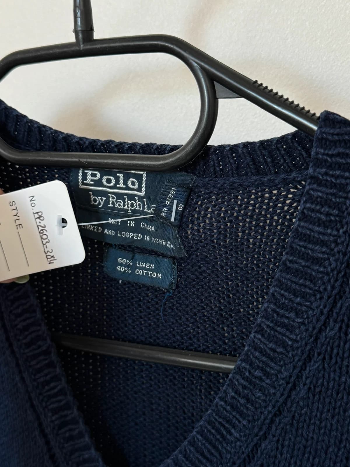 סוודר ללא שרוולים Ralph Lauren מפשתן עם אריגה פתוחה בכחול נייבי, מידה L - PP2603384 - תמונה 6/7