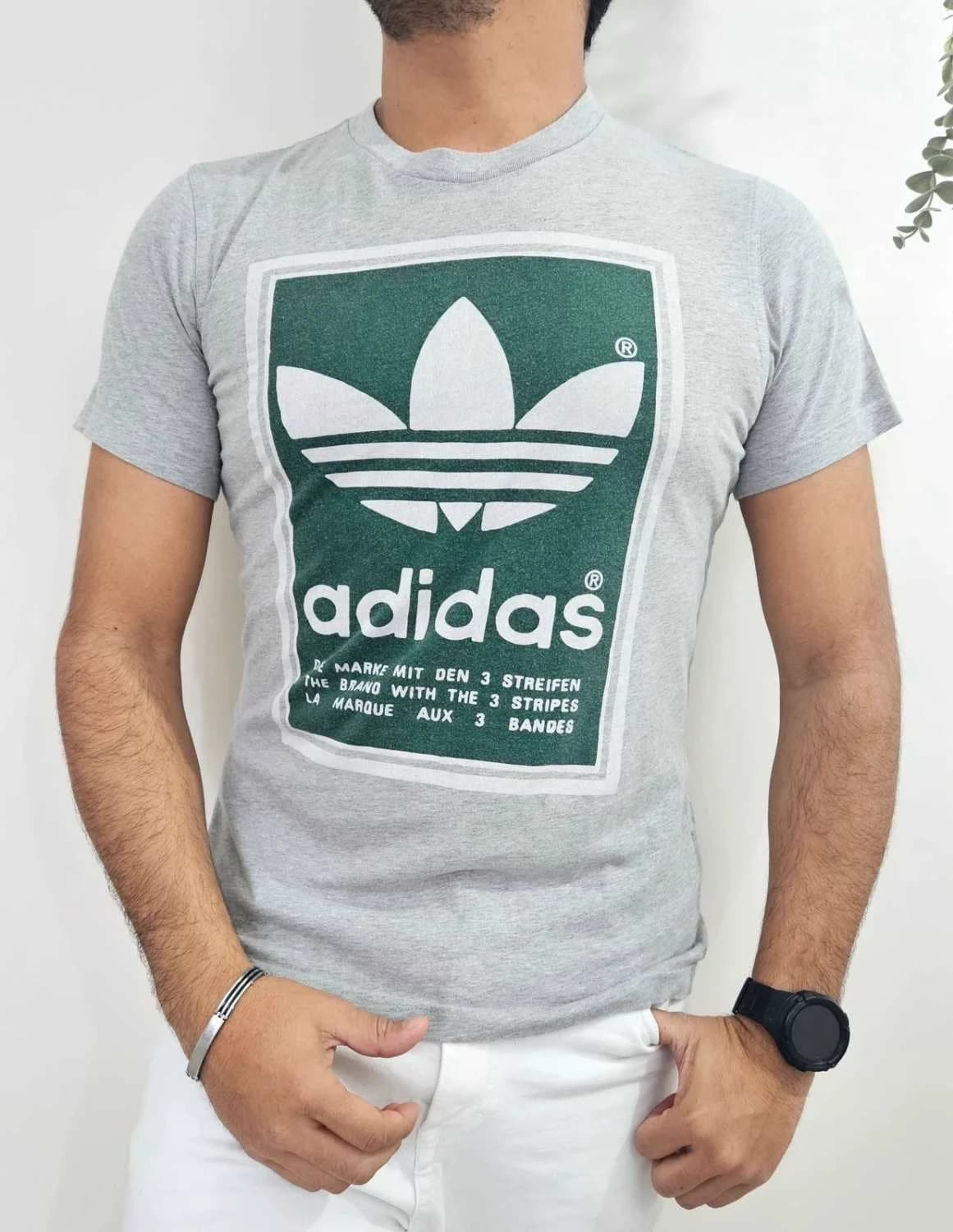 T-shirt Adidas Originals logo trefoil gris et vert taille S - FP2512195 - Photo 1/6