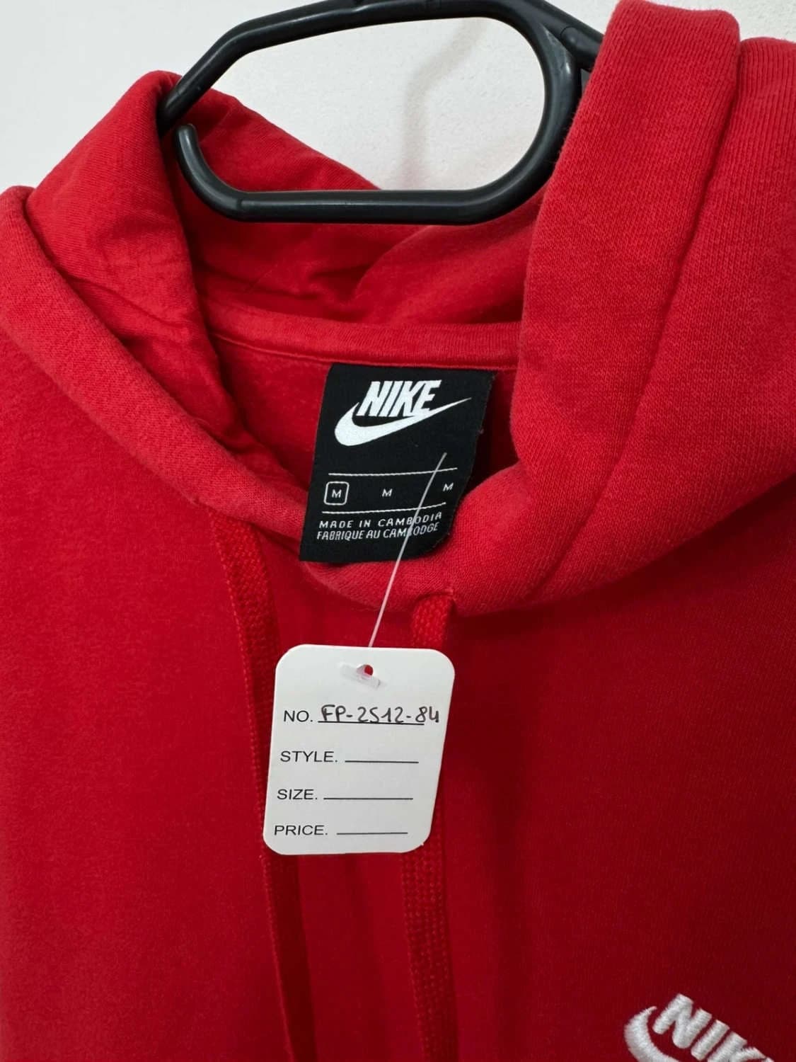 Sweat à capuche hoodie Nike rouge logo brodé taille M - FP251284 - Photo 4/8