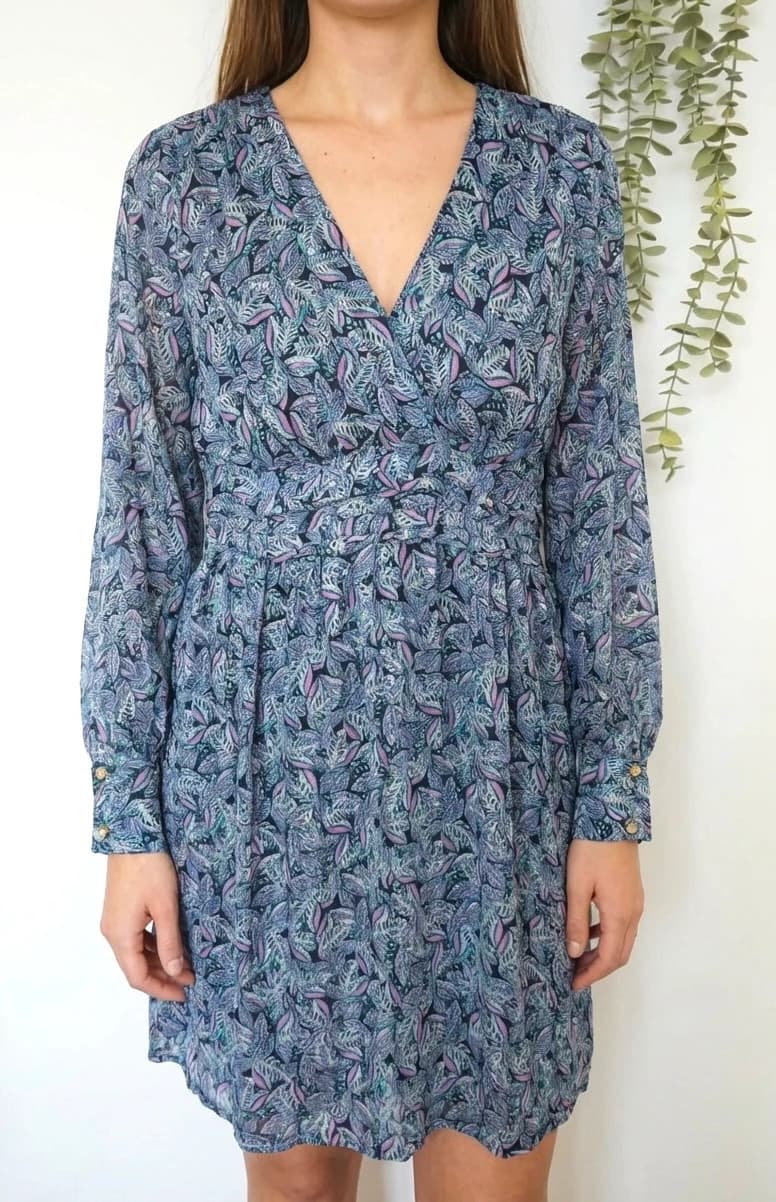 Robe bleue mi-longue Opullence cache-cœur taille L - Photo 1/8
