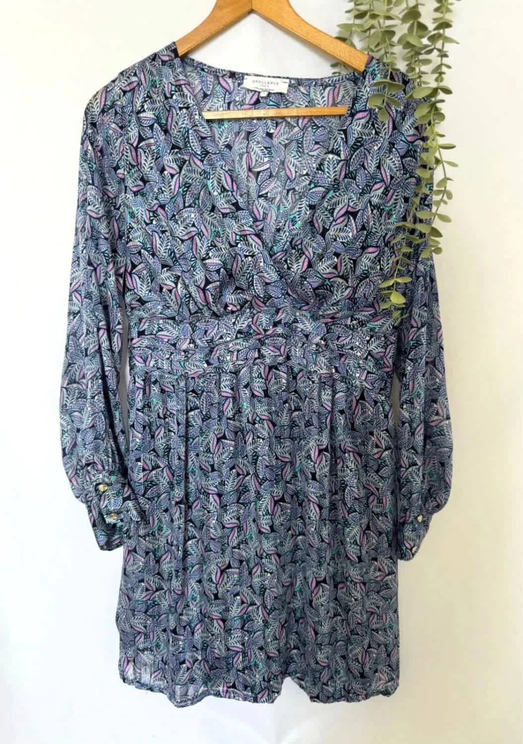 Robe bleue mi-longue Opullence cache-cœur taille L - Photo 2/8