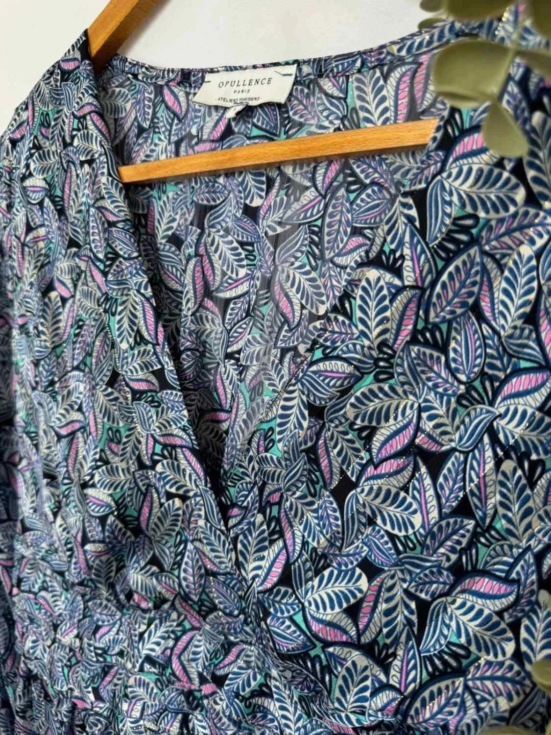 Robe bleue mi-longue Opullence cache-cœur taille L - Photo 3/8