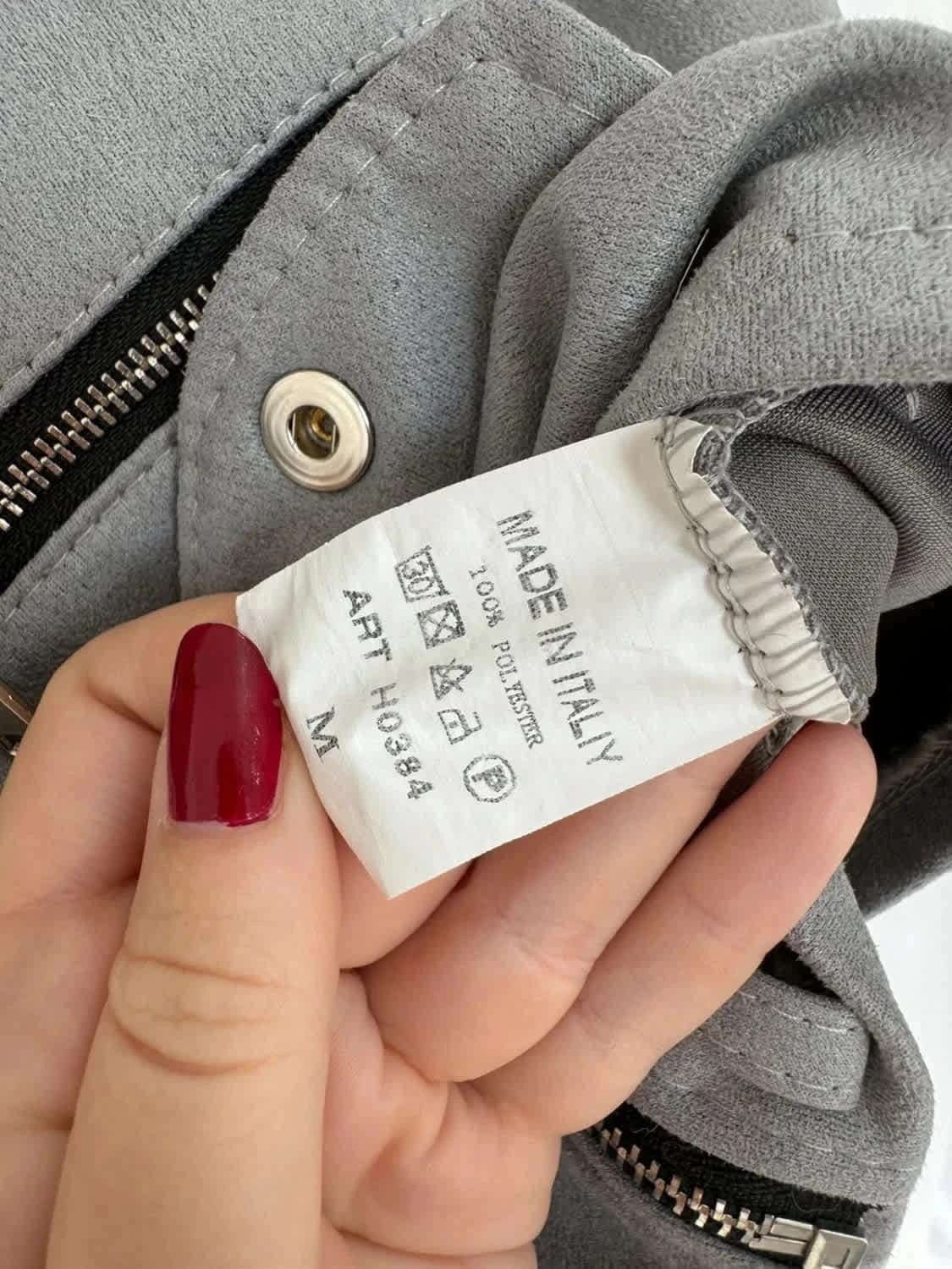 Veste biker courte grise effet suédine taille M - Photo 5/5