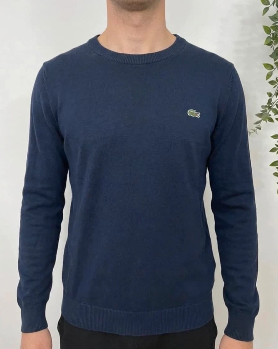 Pull col rond Lacoste Devanlay bleu marine taille 2 - Photo 1/7