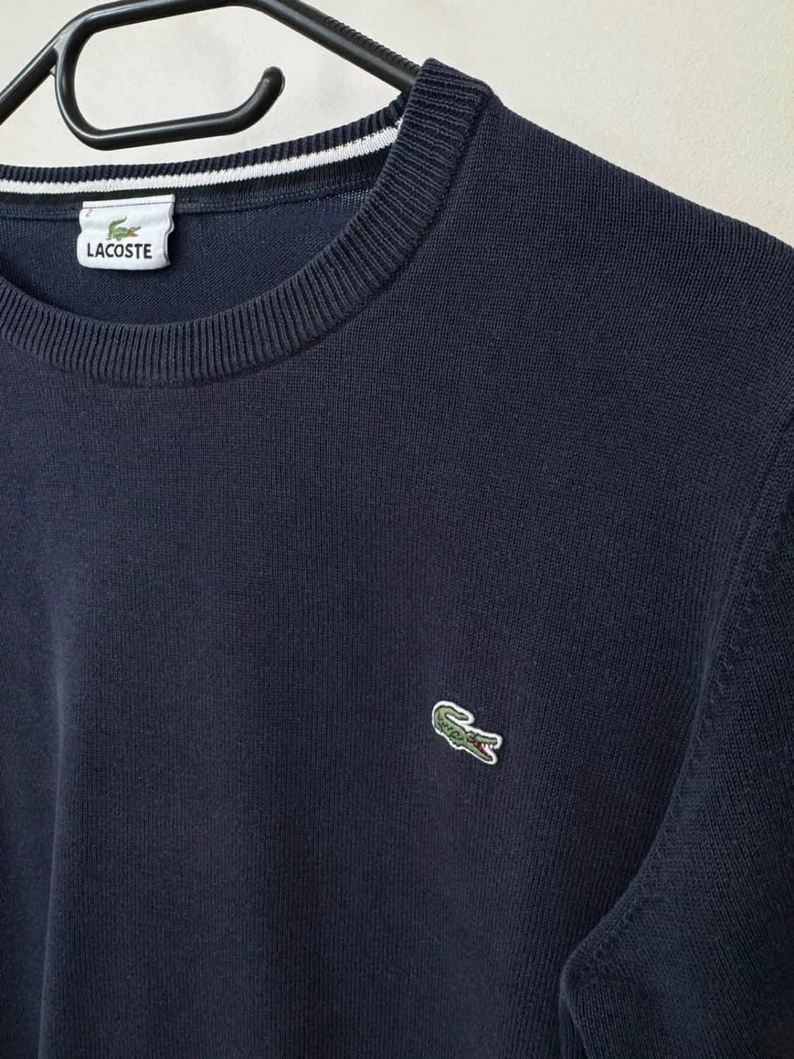 Pull col rond Lacoste Devanlay bleu marine taille 2 - Photo 3/7