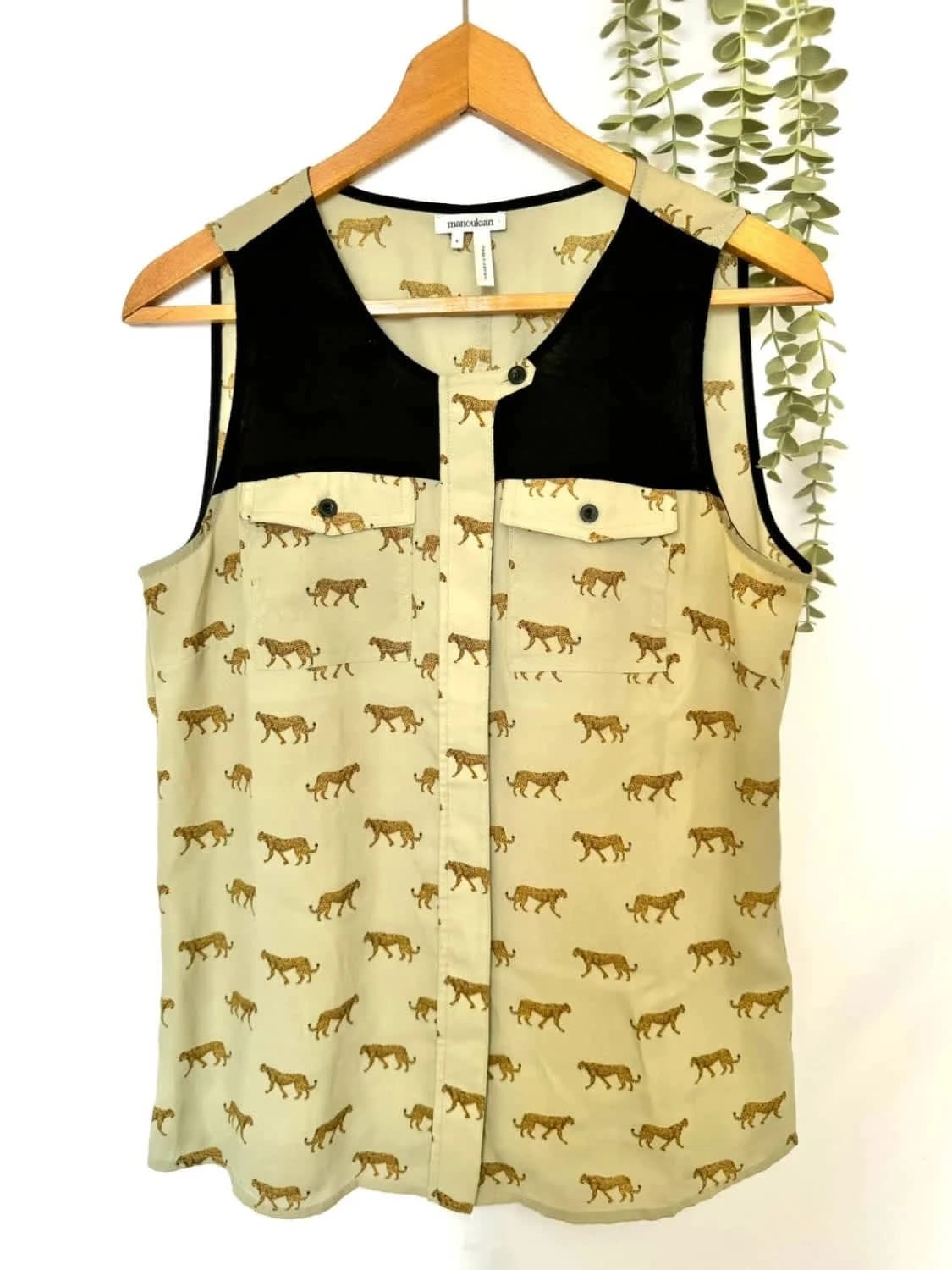 Blouse sans manches élégante Manoukian motifs léopards taille S - Photo 2/8