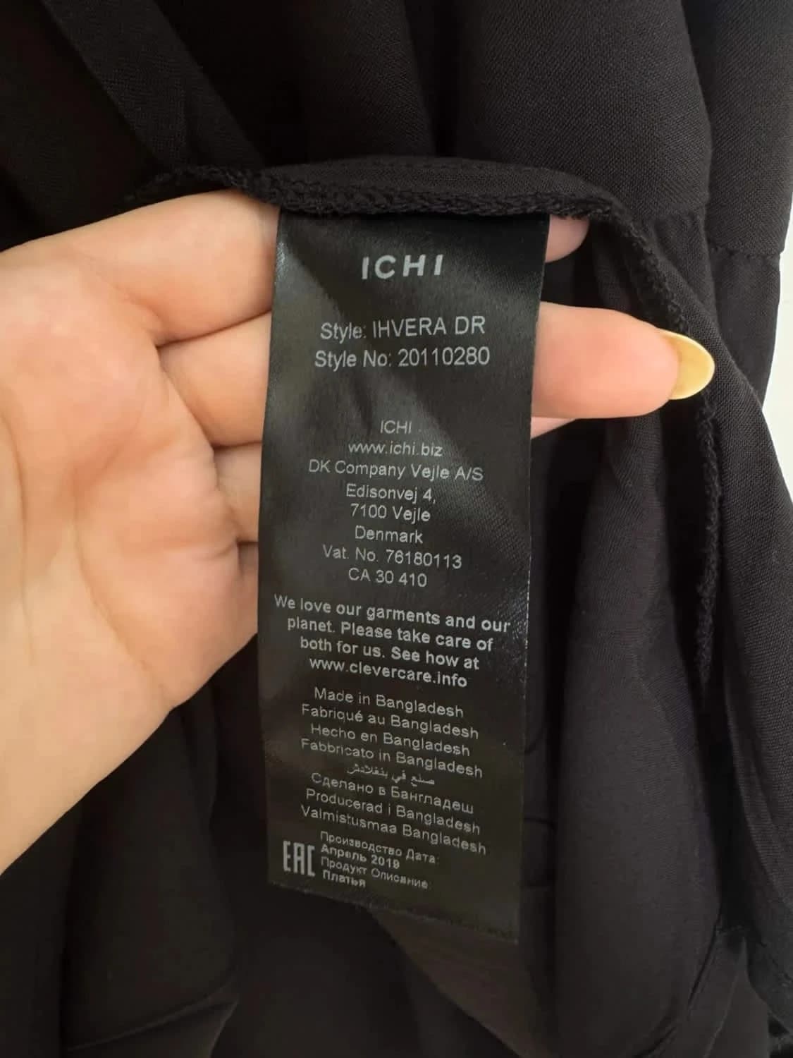 Robe Ichi noire légère et fluide manches 3/4 col V taille M - Photo 5/6