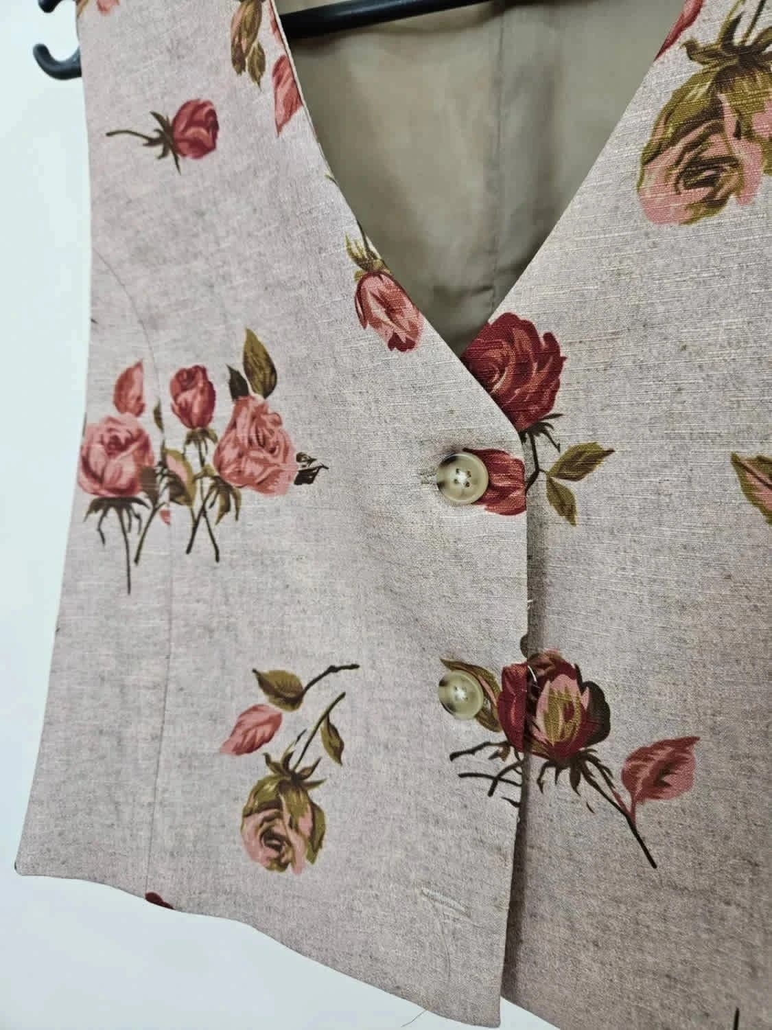 Gilet sans manches beige à fleurs taille S - Photo 4/4