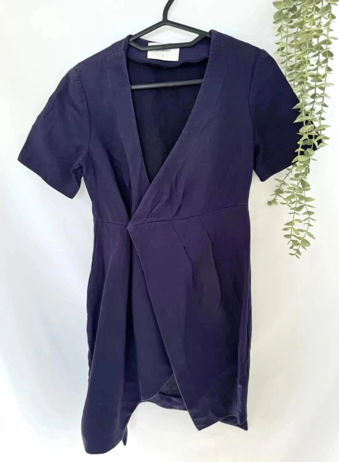 Robe courte cache-cœur ceinturé en lin Ba&sh Pia taille S - Photo 2/5