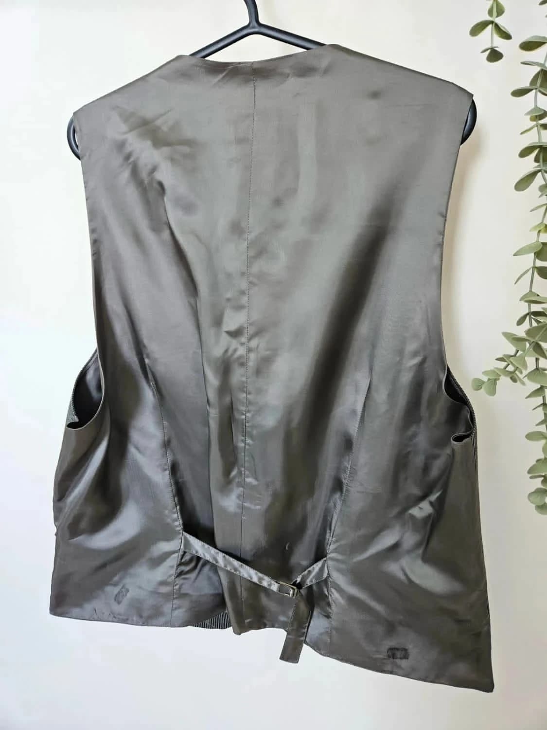 Gilet de costume sans manches rayé gris Olly Gan taille 54 - Photo 6/7