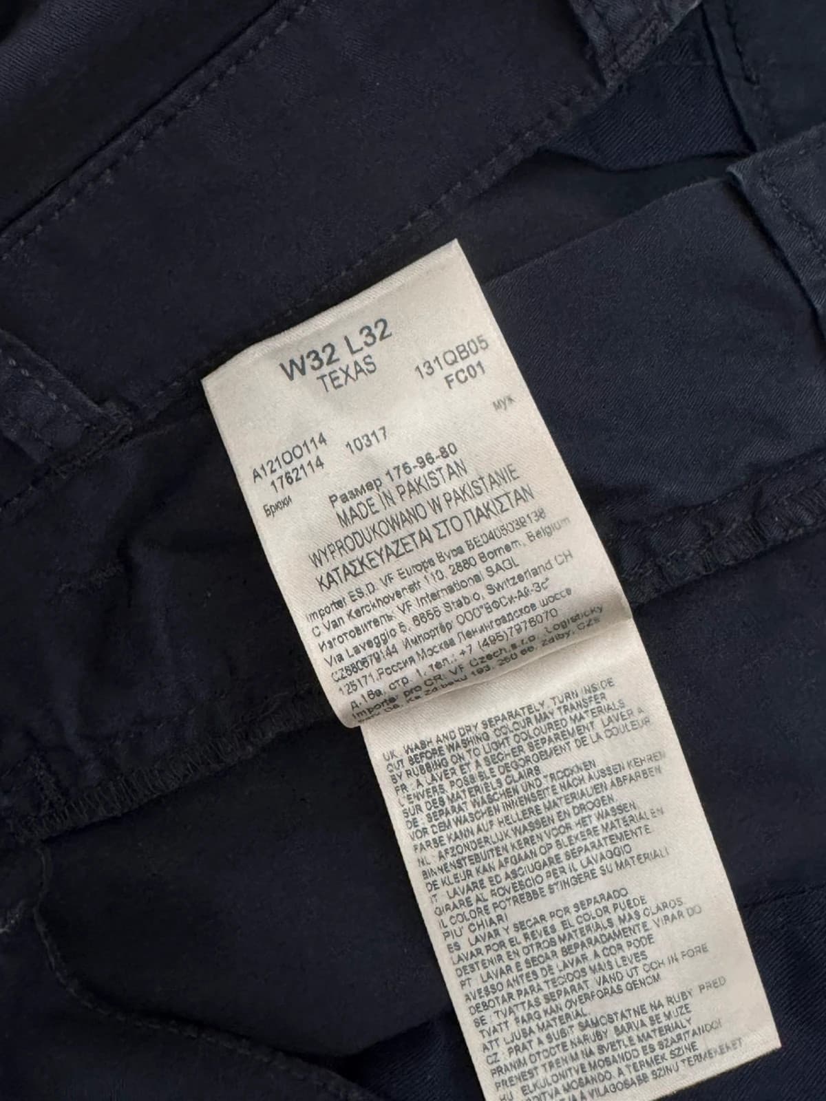 Pantalon chino Wrangler Texas bleu marine coupe droite taille W32 L32 - Photo 7/10