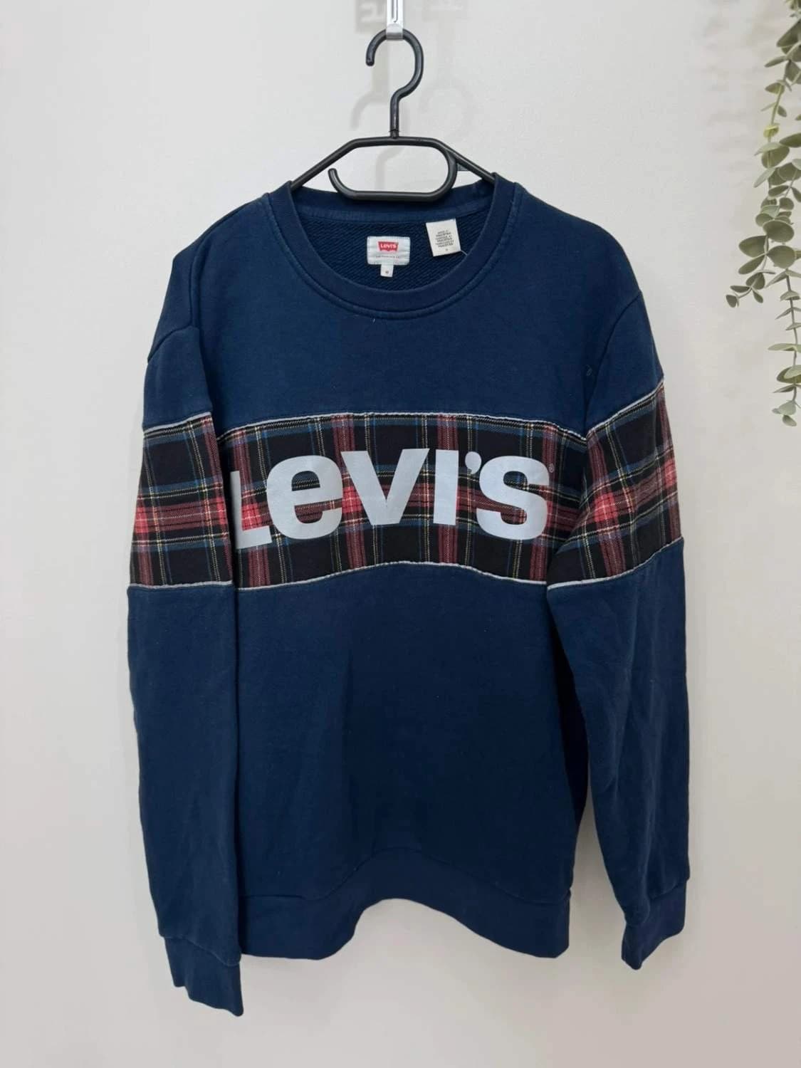 Sweatshirt Levi's bleu marine empiècement tartan logo argenté taille M - FP2512104 - Photo 2/7