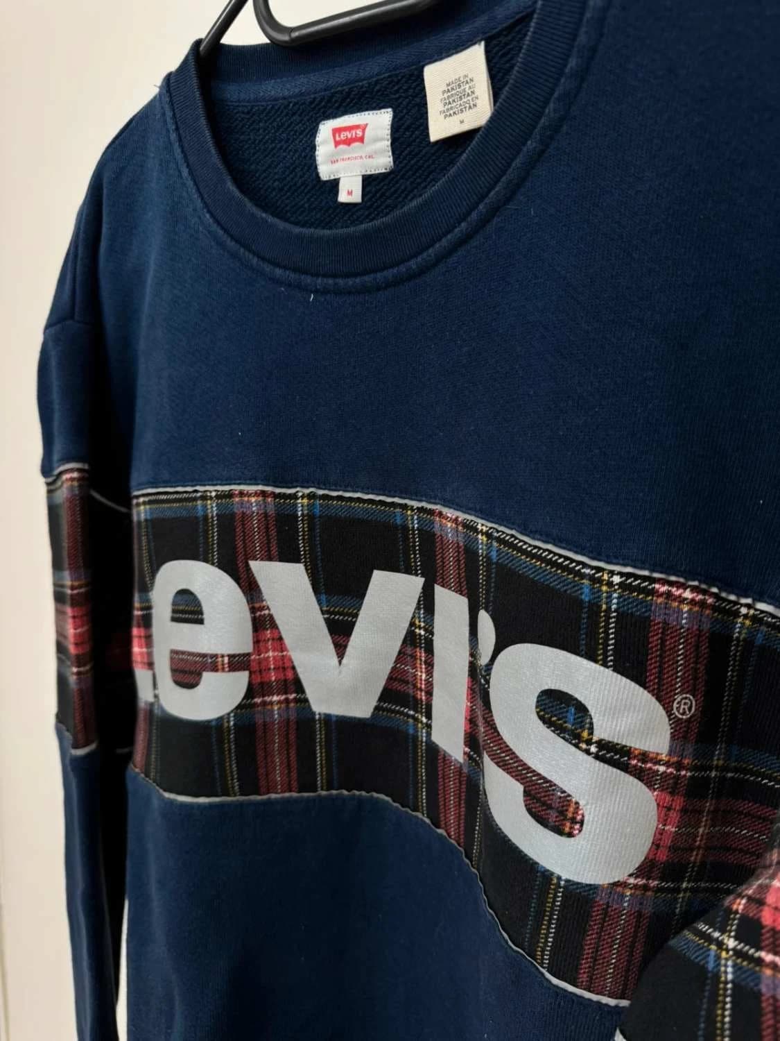 Sweatshirt Levi's bleu marine empiècement tartan logo argenté taille M - FP2512104 - Photo 3/7