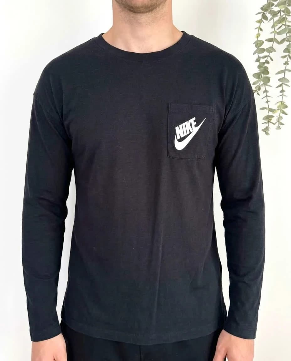 T-shirt manches longues Nike coton noir poche poitrine taille XS - FP2512130 - Photo 1/7