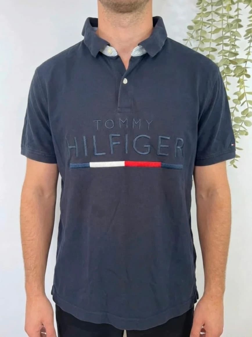 Polo bleu marine Tommy Hilfiger brodé taille XL - Photo 1/7