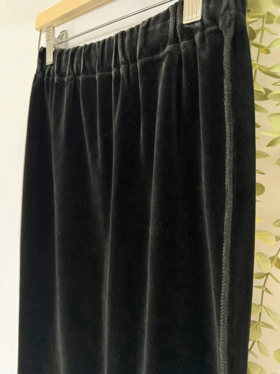 Jupe mi-longue en velours noir Sonia Rykiel Made in France taille S - Photo 3/5