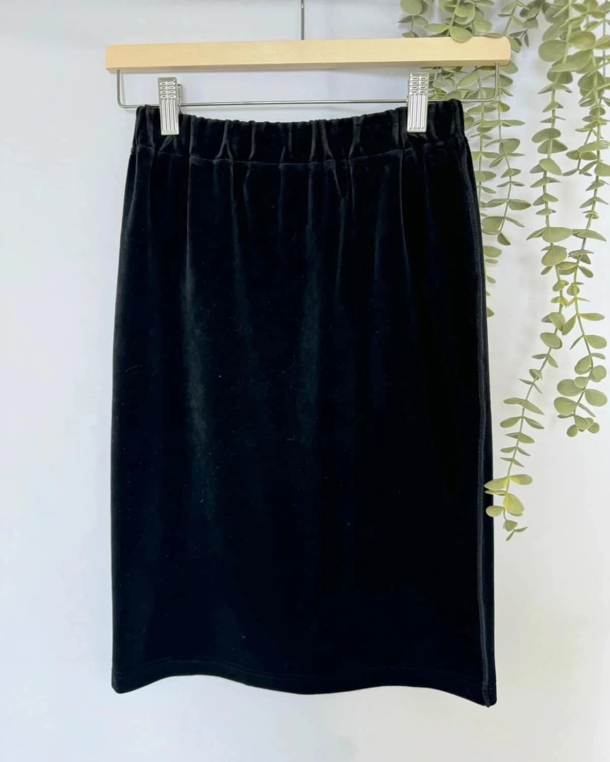 Jupe mi-longue en velours noir Sonia Rykiel Made in France taille S - Photo 2/5