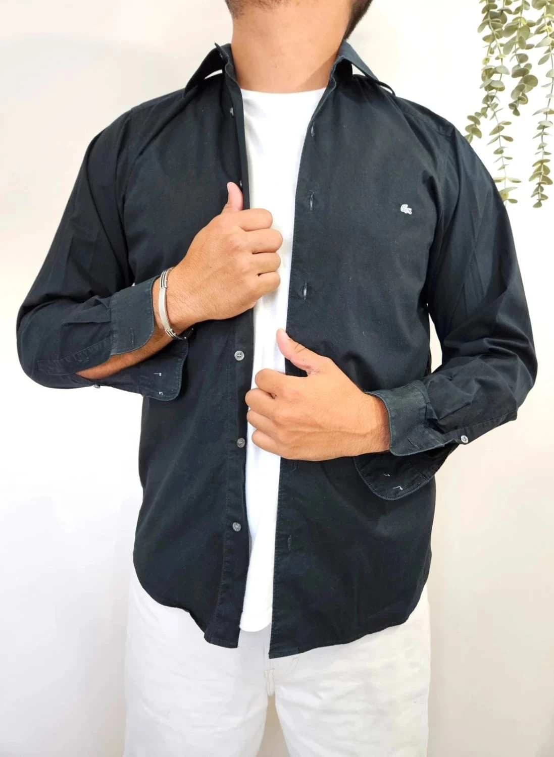 Chemise manches longues Lacoste noire taille 41/L - Photo 1/8