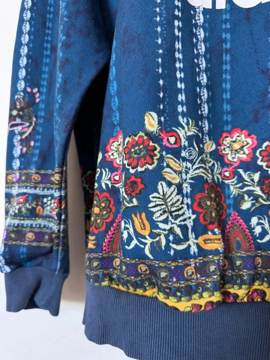 Sweat Adidas Originals Trefoil bleu motif floral/bohème taille 40 - Photo 5/10
