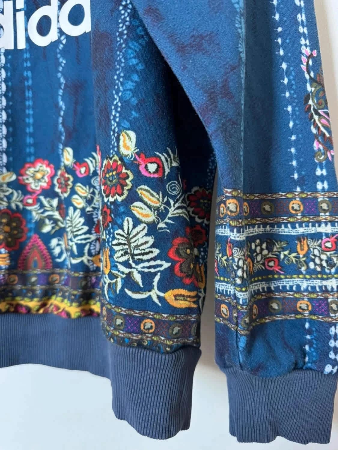 Sweat Adidas Originals Trefoil bleu motif floral/bohème taille 40 - Photo 6/10
